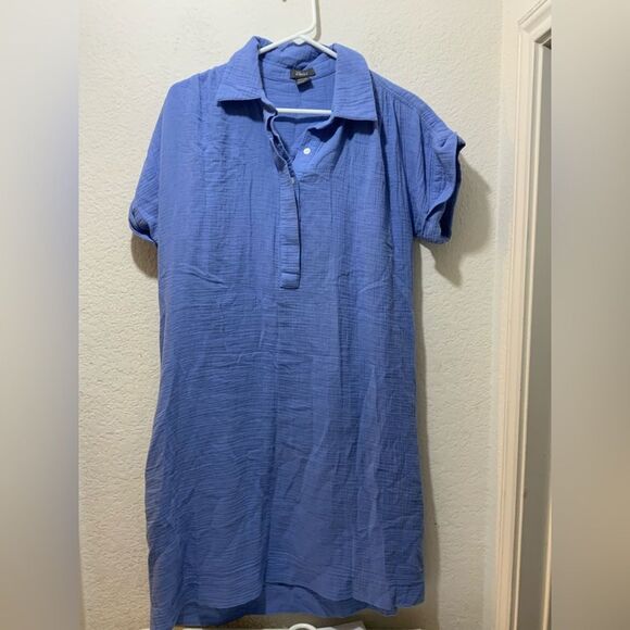 Pure Amici 100% cotton Blue Shift Dress Size Small D2 - Picture 1 of 6